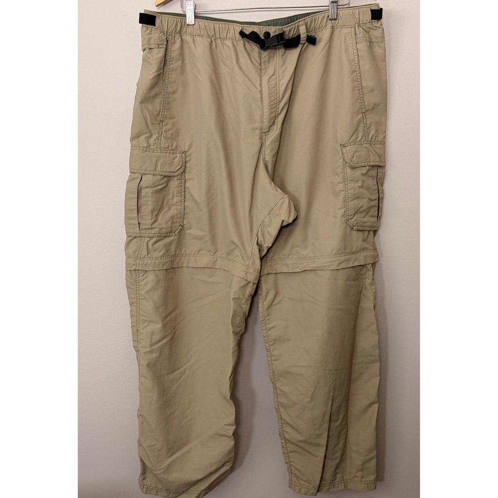 REI Convertible Cargo Pants Men XXL Khaki Tan Sahara UPF 50 Nylon Hiking Zip Off
